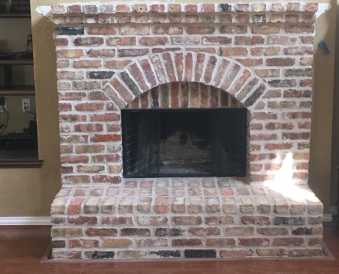 brick fireplace