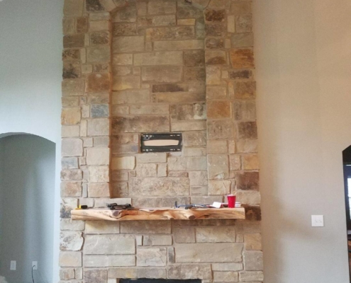 new brick fireplace and chimney