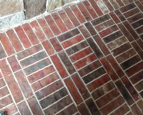 repaired brick floor