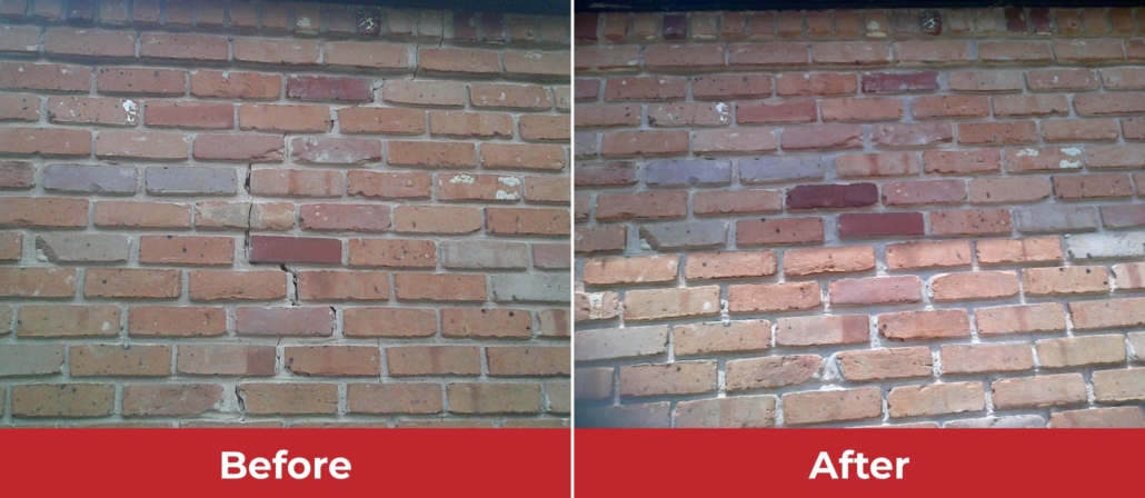 brick crack repair before and after