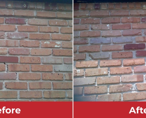 brick crack repair before and after