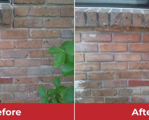 brick wall crack before and after