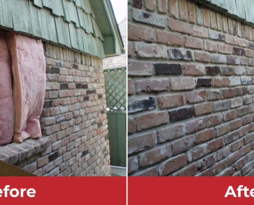 brick wall repair before and after